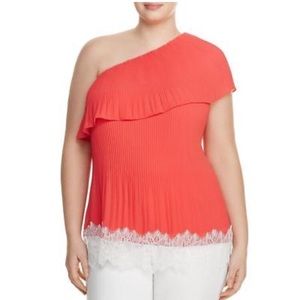 Michael Kors orange pleated one shoulder top 18W